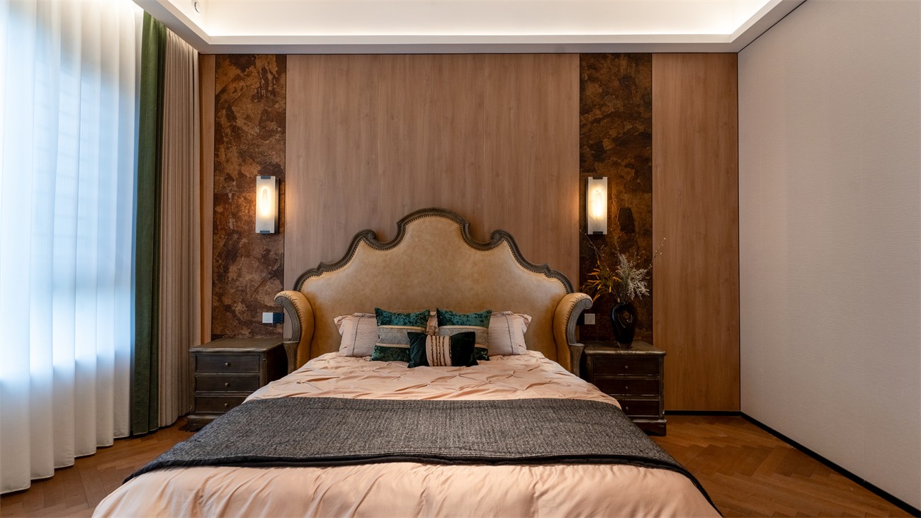 嘉和城依云灣800平現(xiàn)代輕奢臥室裝修完工實景圖