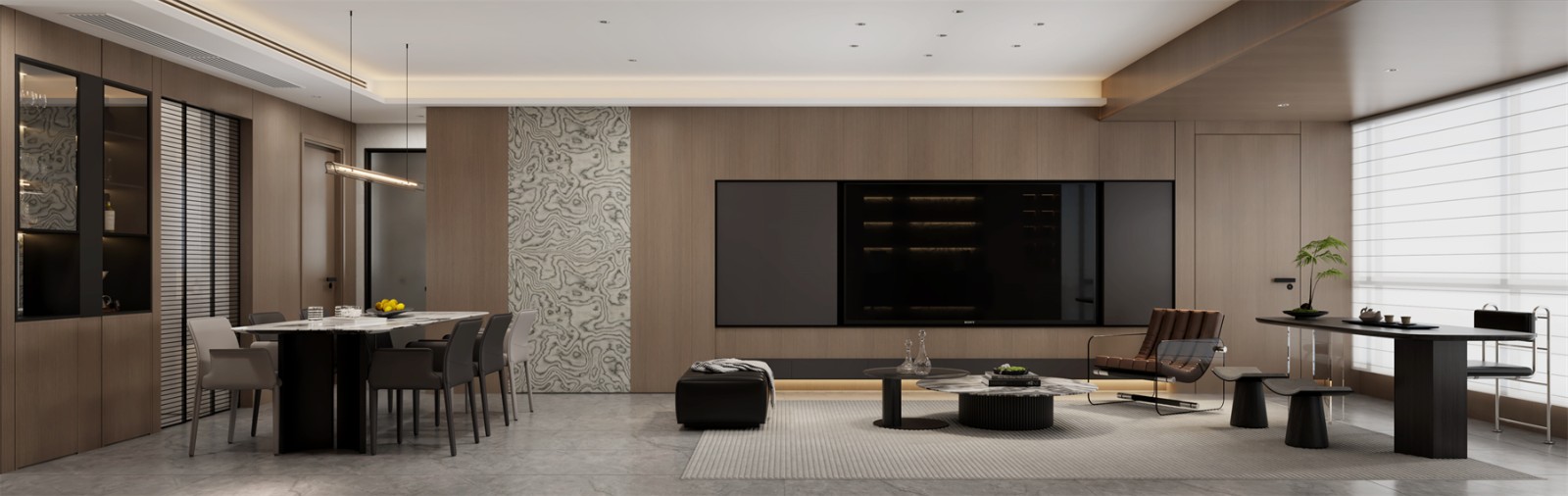 冠江墅143平意式輕奢客廳裝修效果圖