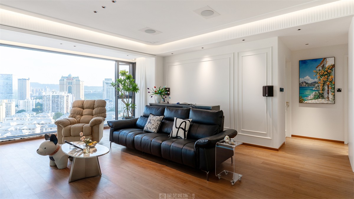 建發(fā)縵云143平法式風(fēng)格客廳裝修實景圖