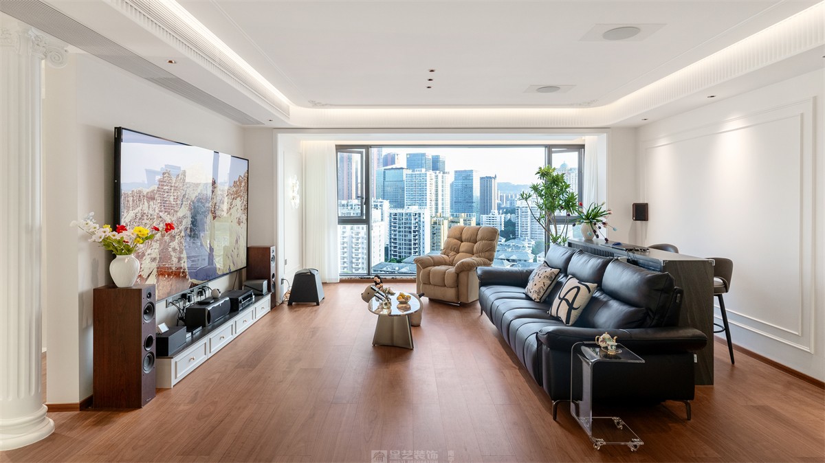 建發(fā)縵云143平法式風(fēng)格客廳裝修實景圖